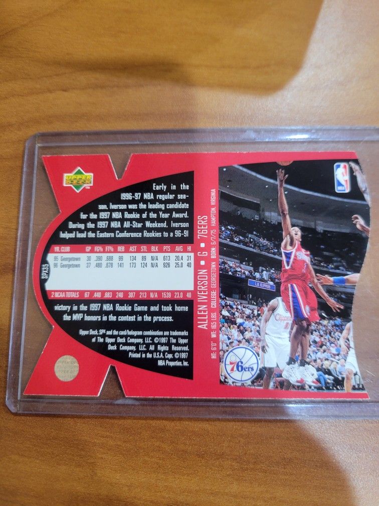 Allen Iverson 1997 Upper Deck Spx Rc #spx35 Holo Gold Die Cut Basketball Card main image 0