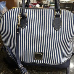Dooney Burke Navy & White Striped Purse