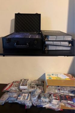 🔥 LARGE UNSORTED TRADING CARD COLLECTION LOT + LOCKING CASE + 4 BINDERS 🔥