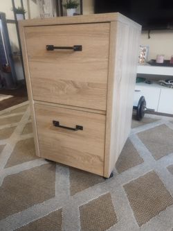 Oak Finish Two Drawer File Cabinet