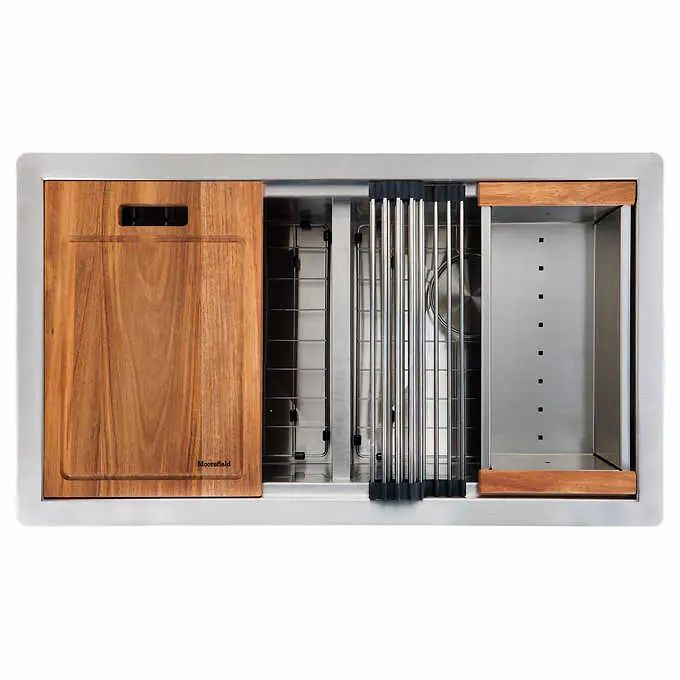 Moorefield FRANCOIS Kitchen Double Workstation Set 33 inch Stainless Steel