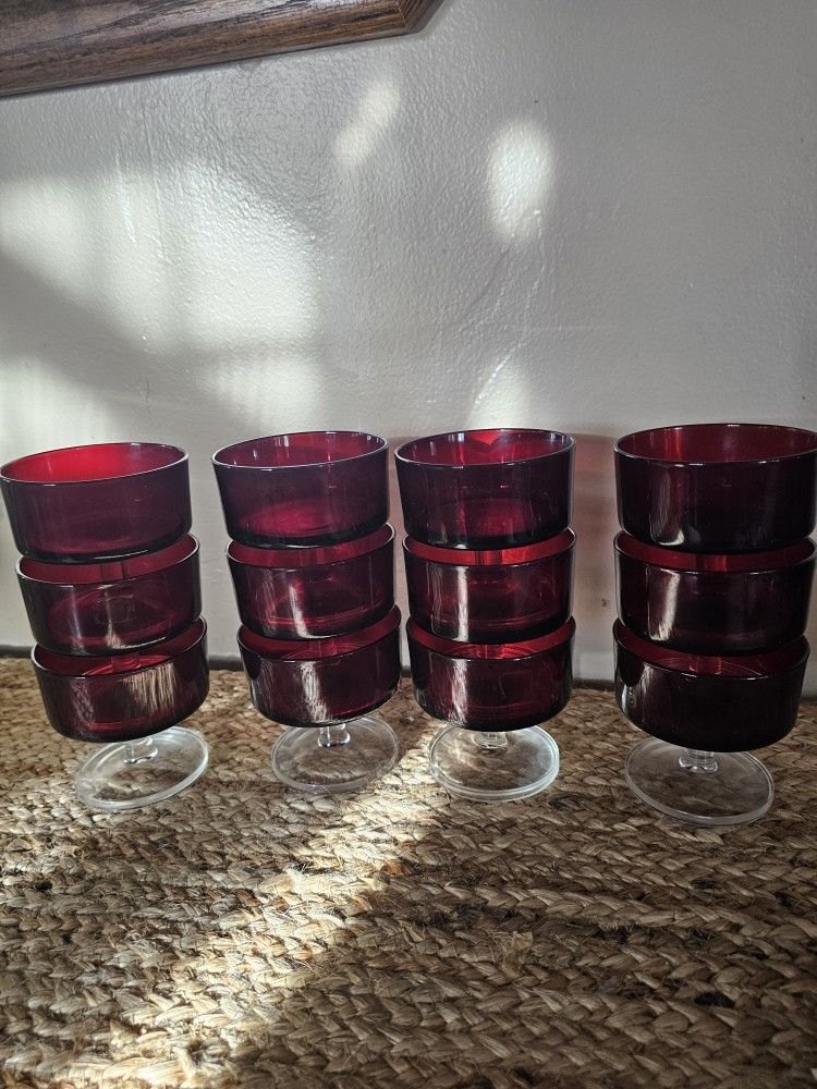 Luminaries Arcoroc (Ruby Red) And Depression Glass