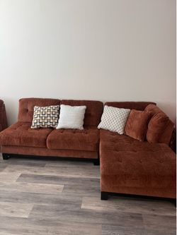 Eclectic Burnt Orange Loveseat & Chaise