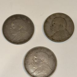 (3) 1914 1 Yuan Republic of China Shikai .890 Silver FAT MAN Chinese Coin