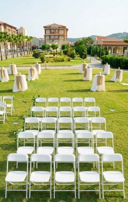 White folding chairs