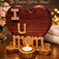 Handcrafted Wooden Heart Candle Holder 