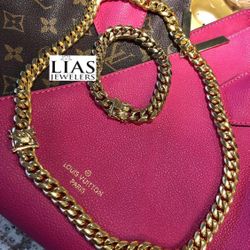 New 18k Yellow Gold Cuban Link Chain And Bracelet 