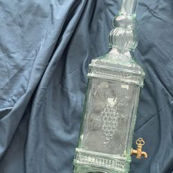Glass decanter bottle, Vintage- Made in Spain. Oil/Vinegar Grapes Wine Container