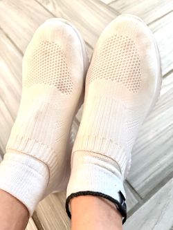 White Knit Slip-On Sneakers | women’s size 8