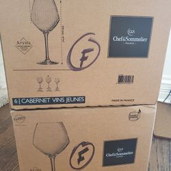 NEW Lot of 12 Chef & Sommelier Cabernet Wine Glasses Strong Crystal Clear 15 3/4 OZ France C&S 