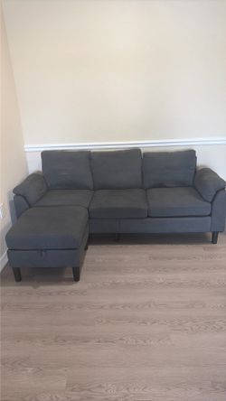 Grey/Blue Couch with ottoman