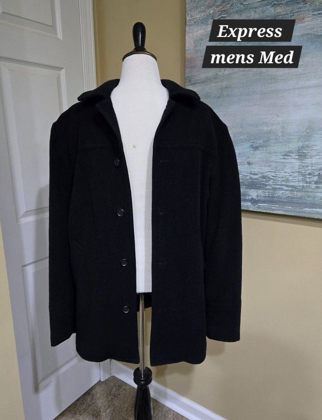 EXPRESS MENSWEAR WOOL COAT SZ MEDIUM 