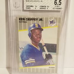 Ken Griffey Jr. Rookie 1989 Fleer Baseball Card Graded BGS 6.5
