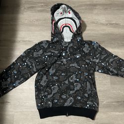 bape space camo shark full zip double hoodie
