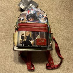🚀  Loungefly Star Wars Mini Backpack Phantom Menace Scenes New With Tags