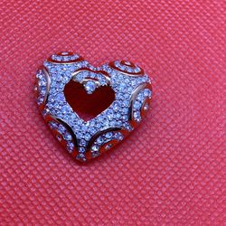 Vintage  Brooch. Swarovski Crystal Swirl Heart Shape Brooch