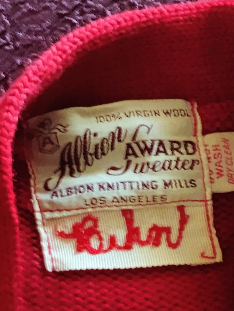 Vintage 50s 60s Albion Knitting Mills Letterman Cardigan Men's Large