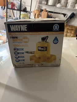 NEW WAYNE WaterBUG 1/6 HP Submersible Utility Pump – 1350 GPH – 57731-WYN1