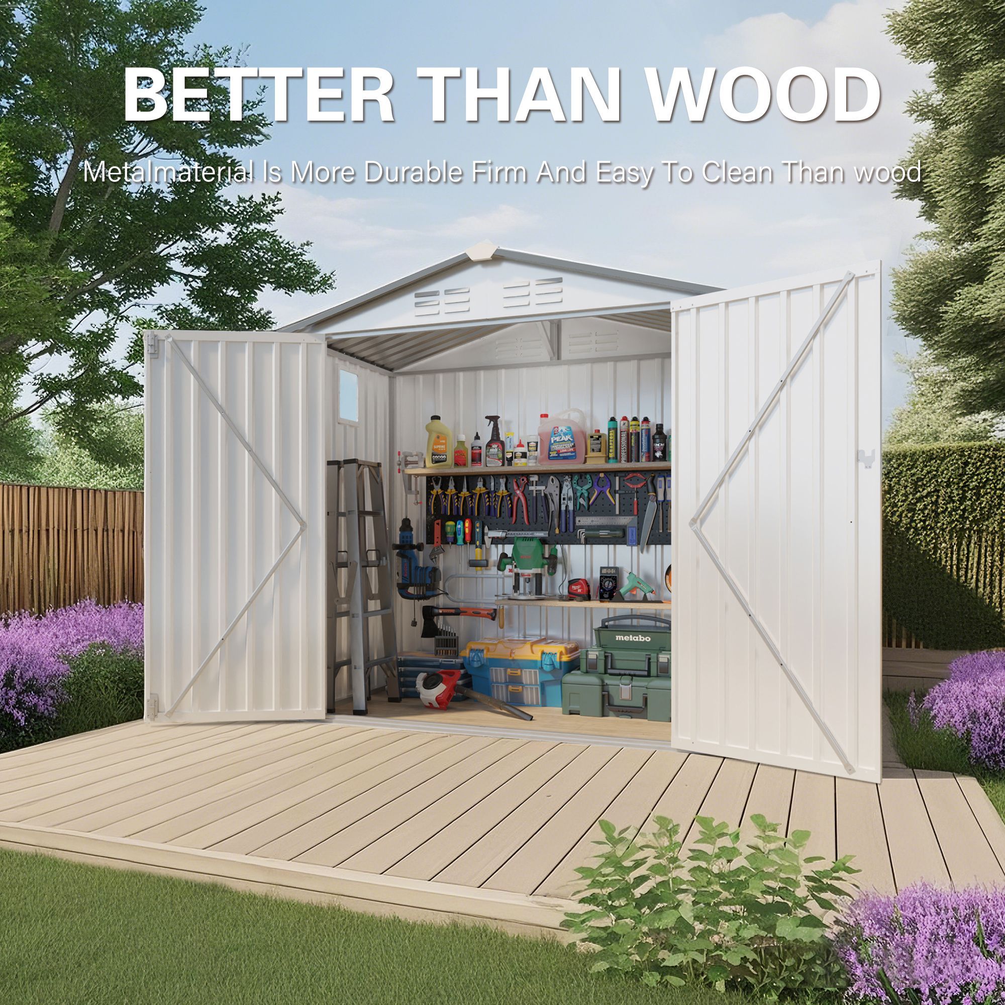 6X3.6FT Metal Storage Shed,Tool Shed with Peaked Roof Waterproof with Clear Window and Lockable Door Compact Tool Shed for Garden, Backyard,Patio,Sund