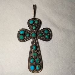 VTG STERLING Navajo Turquoise Pendant (Artist Irvin Chee)