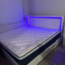King size bed frame with mattress – excellent condition