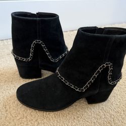 VANELI Black Ankle Boots with Chain Detail