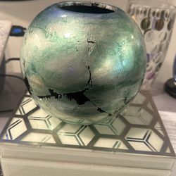 silver round vase