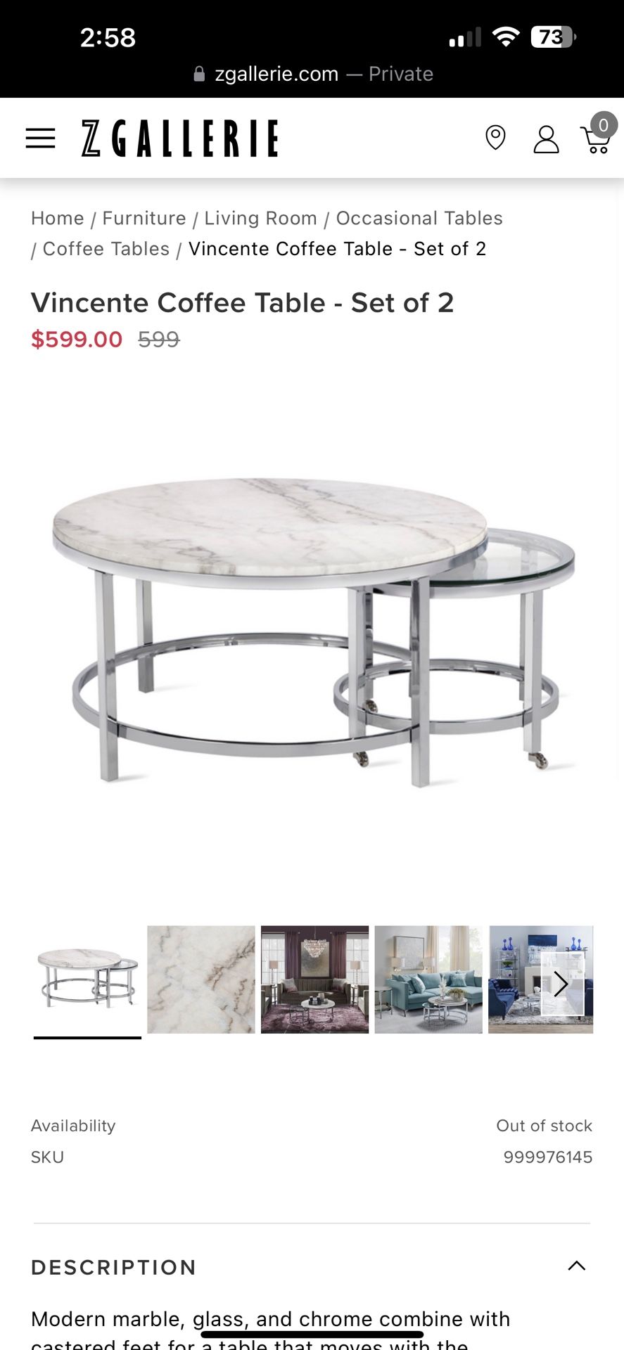 Marble Coffee Table & Side Table
