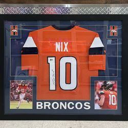 Denver Broncos Bo Nix Autographed Framed Jersey Beckett *5752