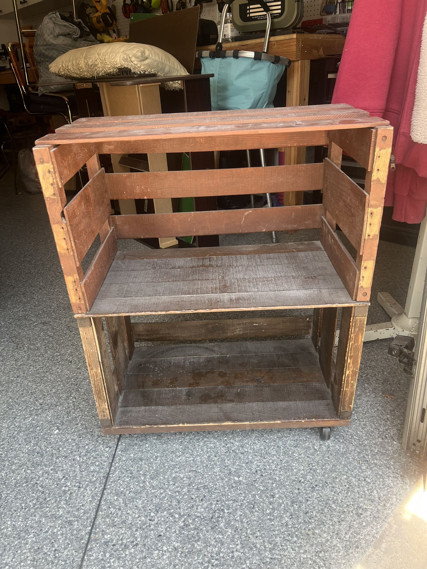 Side Table made From Antique Crates