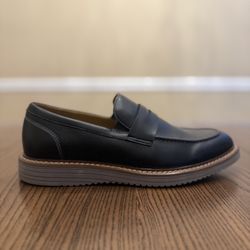 Vance Black Leather Penny Loafers