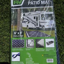 Outdoor Patio Mat. Navy Blue. 6 X 9