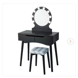 Costway  Black Trunk Vanity Makeup Dressing