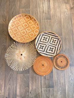 Woven Rattan Wall Basket Set of 5