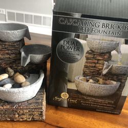 Cascading Brick Wall Indoor Fountain Batterry Operated 7 Inches