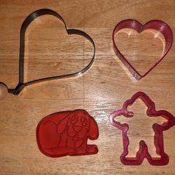 (4) Mixed Lot  Hearts, Pixie, Dog, Cookie Cutters 