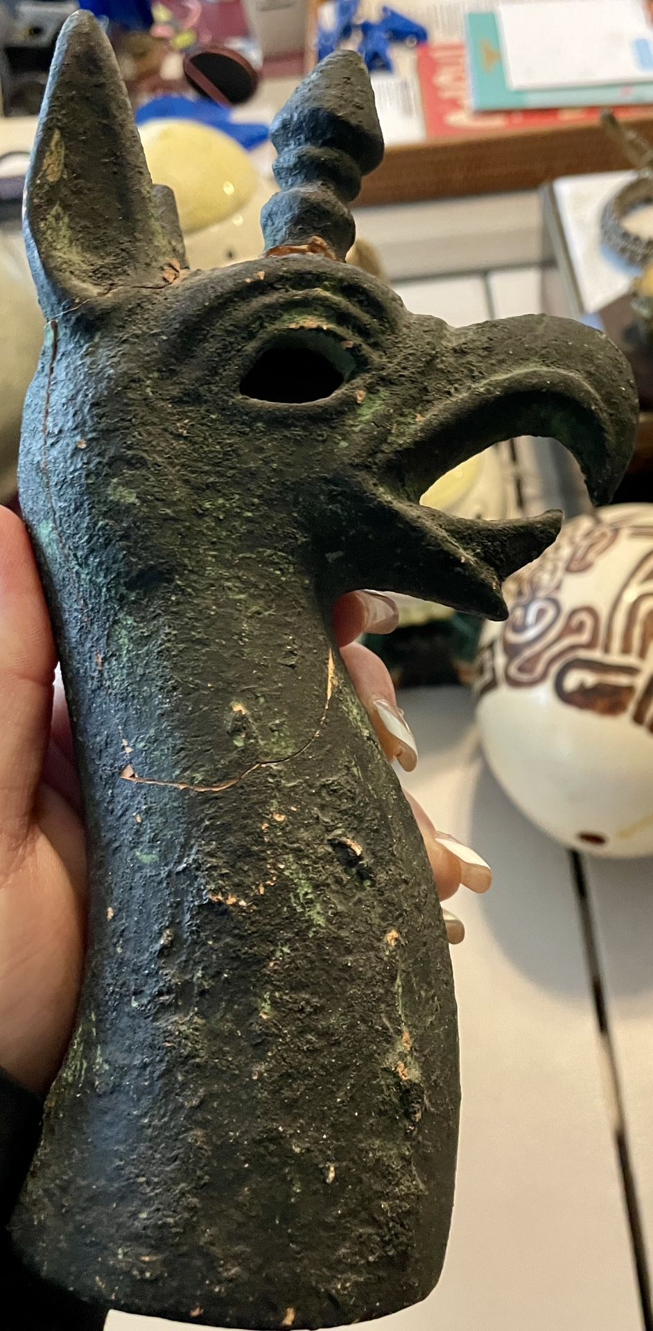 Vintage Griffin Head Statue