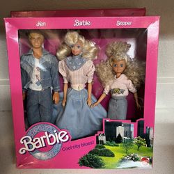Mattel 1989 "Cool City Blues" or "Denim Fun" Barbie, Ken, and Skipper doll set, product number 4893.  The set was a Toys "R" Us exclusive.  All three 