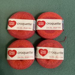 4-Pack Red Heart Croquette Pink Yarn #1 Super Fine