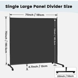 Privacy screen, Rolling on wheels / room divider. Approx size 6 ft x 6ft. New,  easy to assemble