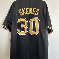 PAUL SKENES SIGNED PITTSBURGH PIRATES CUSTOM AUTOGRAPHED JERSEPH W/COA XL - 022