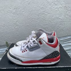 Size 3.5y -  Jordan 3 Retro Nike Fire Red 