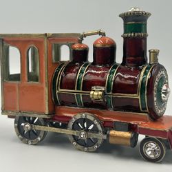 Collectible Vintage Locomotive Trinket Box Train Jewelry Vibrant Colorful Cubic Zirconia