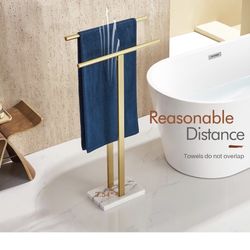NEW Kokosiri Home Free Standing Towel Rack Gold