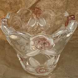 Vintage Mikasa Bella Rosa Pink Frost Glass Candle Votive