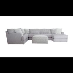 L Shaped Sectional Couch, Grey, Large size