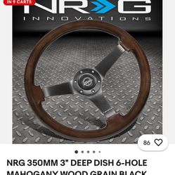 Car Wheel NRG 350MM 3” Deep Dish 6-hole Mahogany Wood