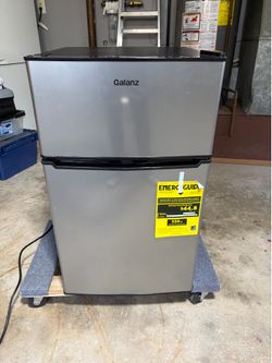 Galanz 3.1 Cu Ft Mini Fridge with Freezer - Two Door - Stainless Steel