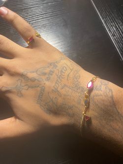 Gold Chain Bracelet with red ruby