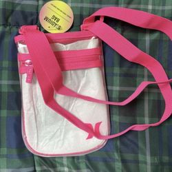 NEW Hurley Clear Pink Stadium Bag Concert Festival Crossbody Zip